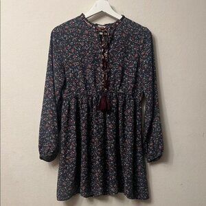 Hem & Thread Floral Mini Dress - Black and Pink 312 boho